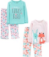 Thumbnail for your product : Simple Joys by Carter's Simple Joys by Toddler Girls' 4-Piece Pajama Set (Cotton Top & Fleece Bottom)