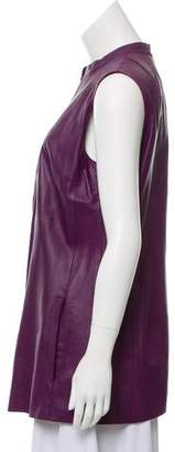 Akris Leather Sleeveless Top Purple Leather Sleeveless Top