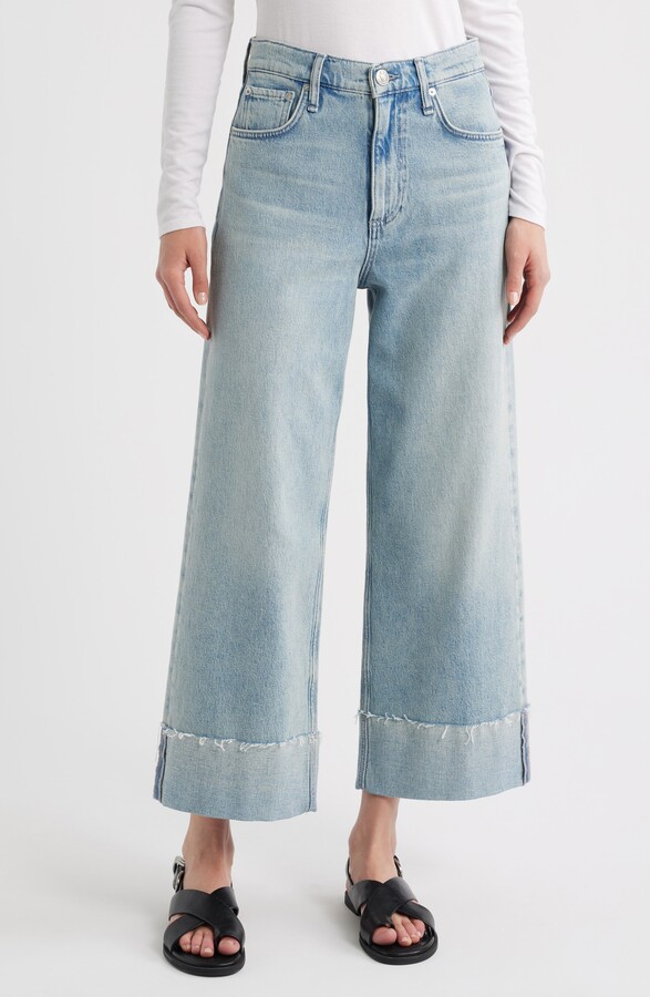 Rag & Bone Andi High Waist Raw Cuffed Ankle Wide Leg Jeans