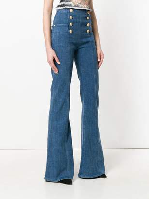Balmain button-embellished flared jeans