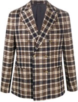 Thumbnail for your product : Eleventy Double-Breasted Tartan Blazer