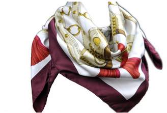 Hermes Carre 90 Burgundy Silk Silk handkerchief