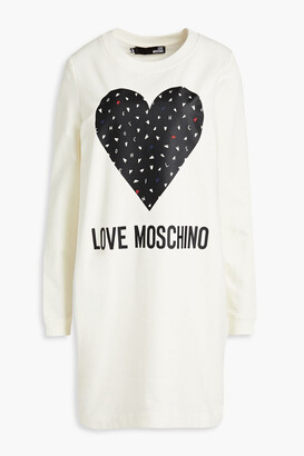 Love Moschino Printed French cotton-blend terry mini dress