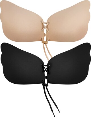 Bafully Invisible Adhesive Strapless Bra 2 Pack Sticky Push Up