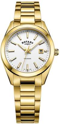 Rotary Havana White Dial Gold Plated Bracelet Ladies Watch