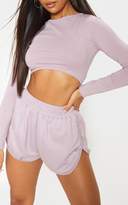 Thumbnail for your product : PrettyLittleThing Dusty Lilac Curved Hem Long Sleeve Crop Top