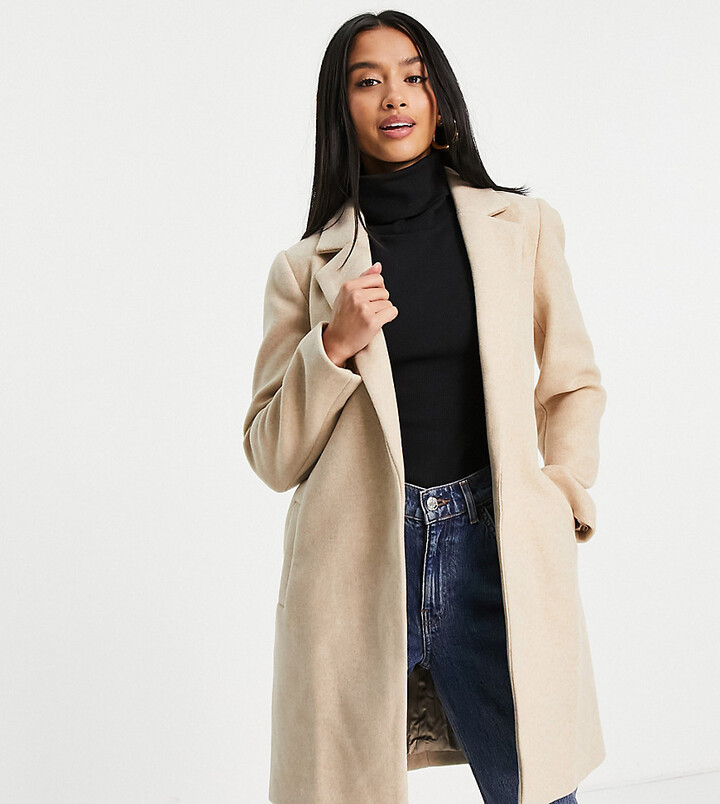 Forever New Petite smart tailored coat in stone - ShopStyle