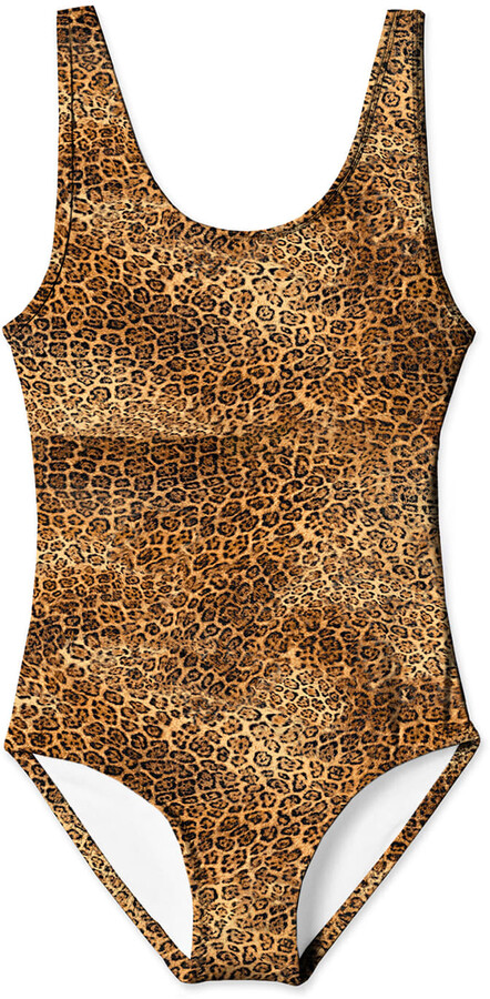 Girl's Cheetah Print Two Piece Velvet Bathing Suit