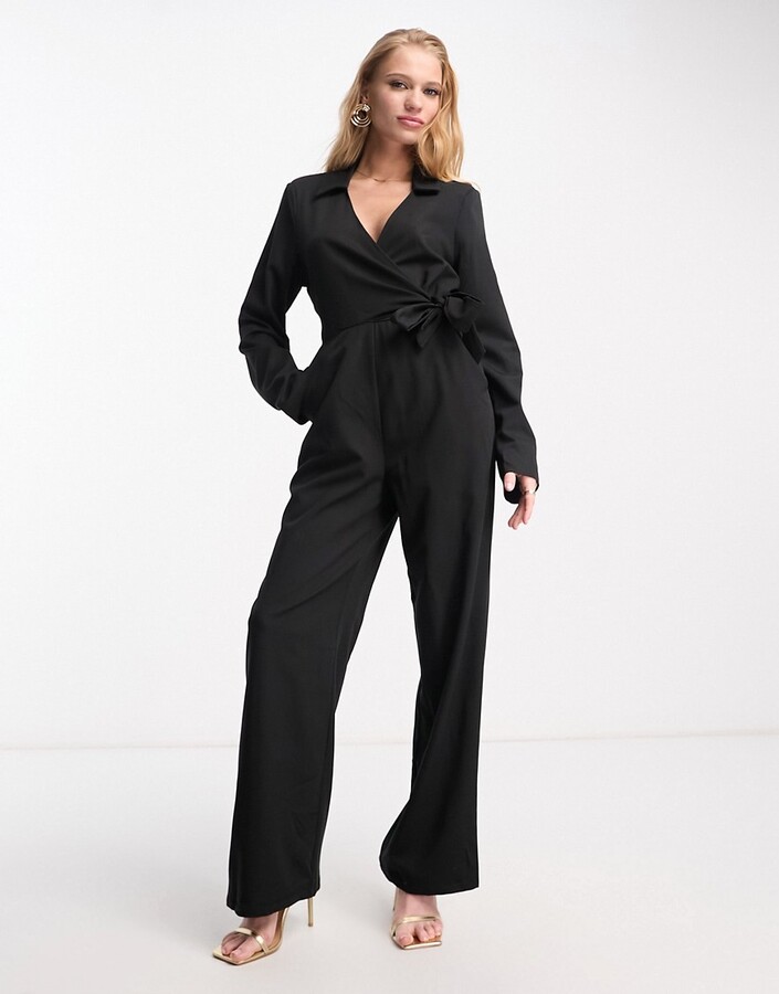NA-KD x Stephsa jumpsuit with tie waist in black ShopStyle