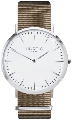 Hurtig Lane - Montezuma Vegan Nylon Watch Silver,White & Sand