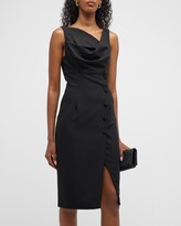Thumbnail for your product : Black Halo Bridget Button-Front Cowl-Neck Sheath Dress