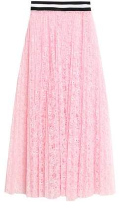 MSGM Pleated Neon Corded Lace Midi Skirt