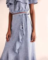 Thumbnail for your product : Express Chambray Ruffle Wrap Maxi Skirt