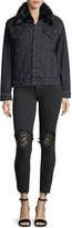 Thumbnail for your product : Mother Super Stunner Ankle Fray Skinny Jeans w/ Lace Rip Knees