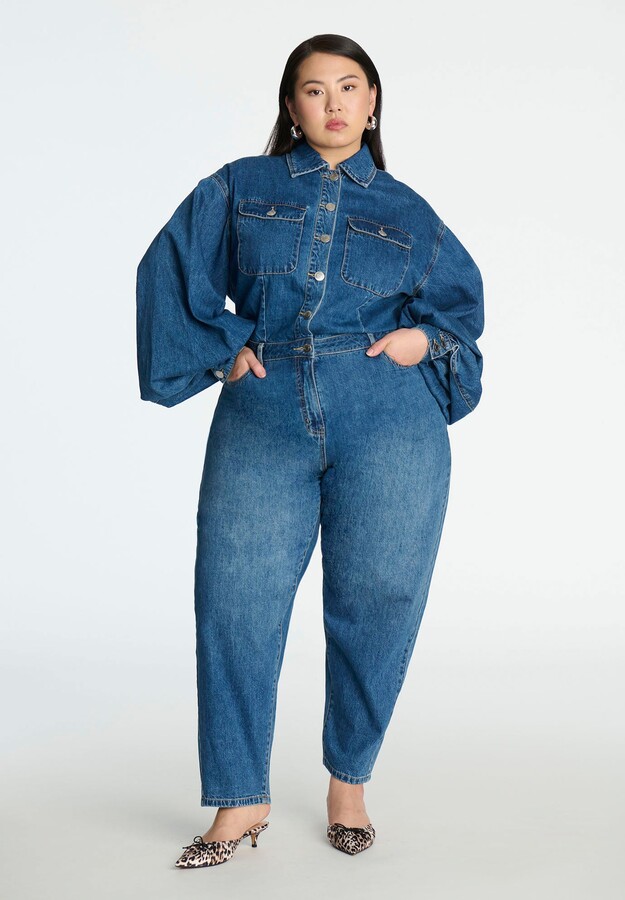 Barrel Leg Denim Jumpsuit