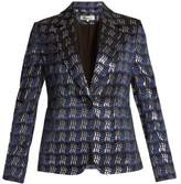 Thumbnail for your product : Diane von Furstenberg Waved Check Single Breasted Jacquard Jacket - Womens - Navy Multi