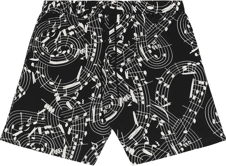 TAKAHIROMIYASHITA TheSoloist. TAKAHIROMIYASHITA The Soloist Music Note Hawaiian Shorts in Black