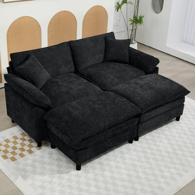 keylanta Upholstered U-Shape Sectional With Two Ottomans