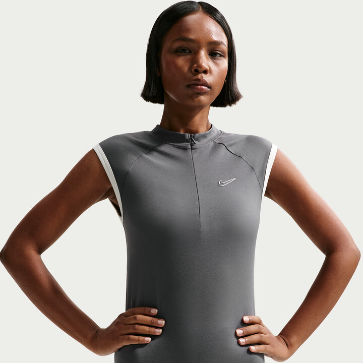 Nike Women's Sportswear Tight Sleeveless 1/4-Zip Top in Grey | IO4441-068