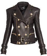 Thumbnail for your product : Balmain Six Button Leather Motorcycle Jacket