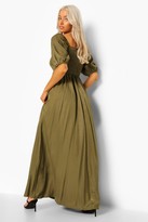 Thumbnail for your product : boohoo Shirred Detail 3/4 Sleeve Maxi Dress