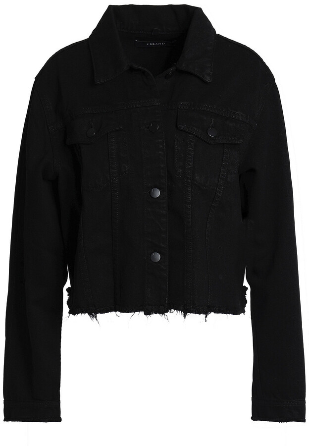 cheap black cropped denim jacket