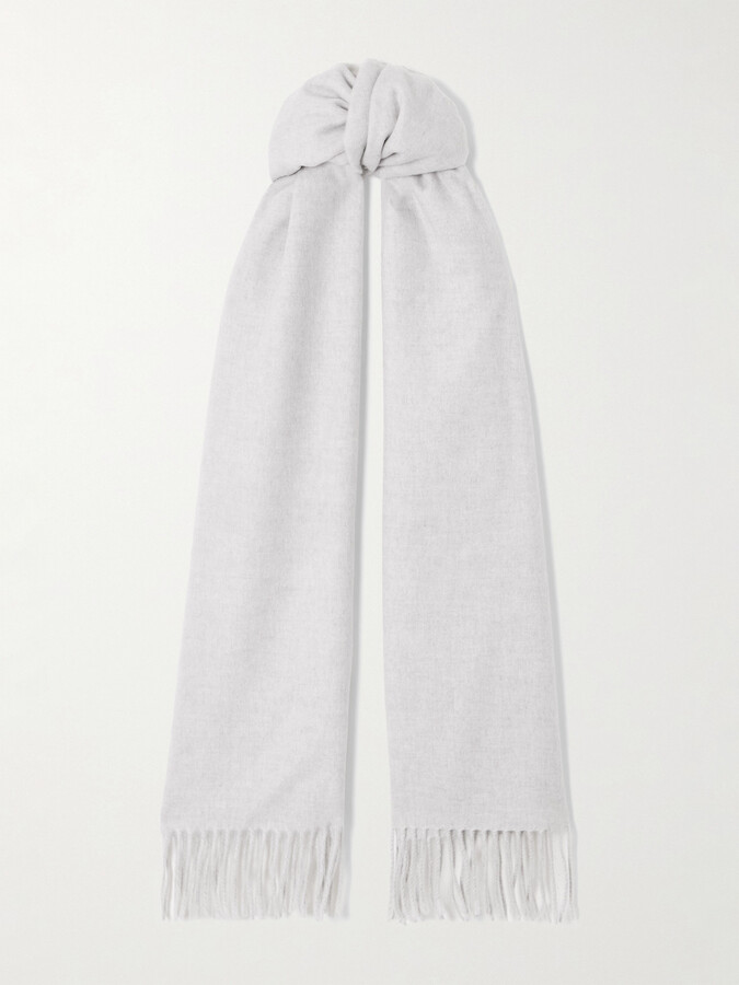 Brunello Cucinelli Fringed Cashmere Scarf - Gray