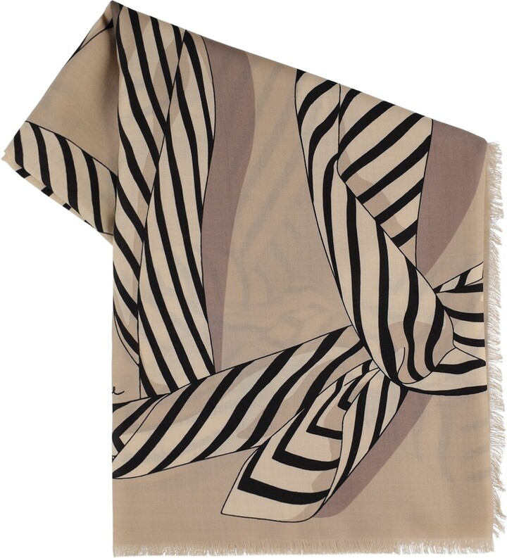 Neutral Striped silk scarf, Toteme