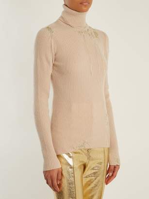 Hillier Bartley Darning Detail Roll Neck Cashmere Sweater - Womens - Gold