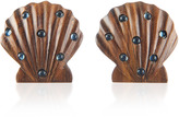 Thumbnail for your product : Rebecca de Ravenel Ariel Dark Wood and Denim Earrings