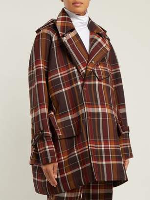 Acne Studios Oversized Checked Wool Blend Coat - Womens - Brown Multi