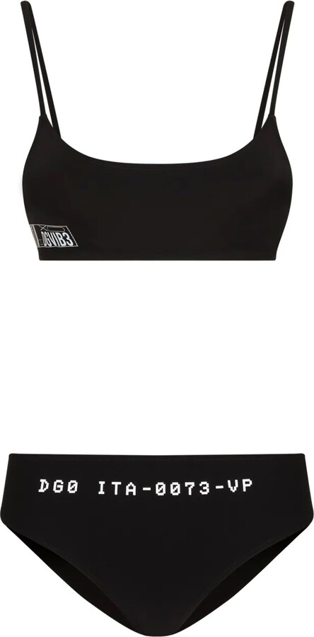 Dolce & Gabbana DGVIB3 Logo-Print Thin-Straps Bikini