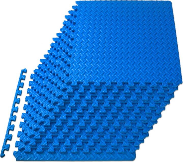 ProsourceFit Exercise Puzzle Mat 1/2-in, Blue, 48 Sq Ft - 12 Tiles