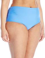 Thumbnail for your product : Athena Women's Plus-Size Cabana Solids Mid-Waist Shirred Side Bikini Bottom