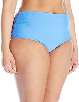Athena Women's Plus-Size Cabana Solids Mid-Waist Shirred Side Bikini Bottom