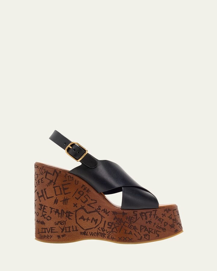 Chloé Maxime Leather Crisscross Platform Sandals