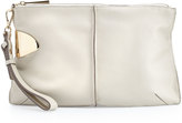 Thumbnail for your product : Halston Large Leather Zip Wristlet, Chalk