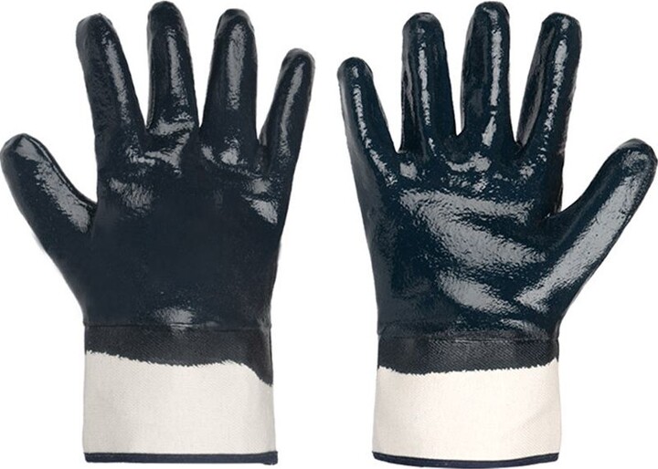 ZJMZYM 1 Pair Safety Work Gloves, Gardening Gloves, Nitrile Palm Coated, Dipping Gloves with Canvas Cuffs, Slip Resistant All Purpose
