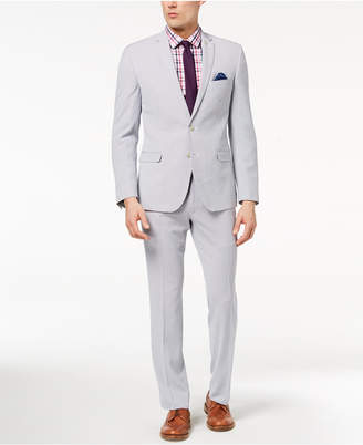 Nick Graham Men Slim-Fit Stretch Blue/White Seersucker Suit