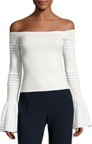 Thumbnail for your product : Alexis Gryffin Off-the-Shoulder Bell-Sleeve Knit Top, White