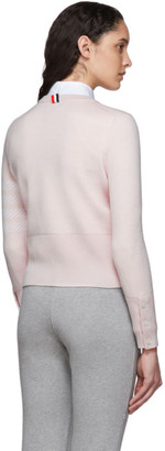 Thom Browne Pink Dolphin Icon 4-Bar Crewneck Sweater