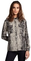 Thumbnail for your product : Walter grey snakeskin printed flap pocket 'Raquel' button up blouse
