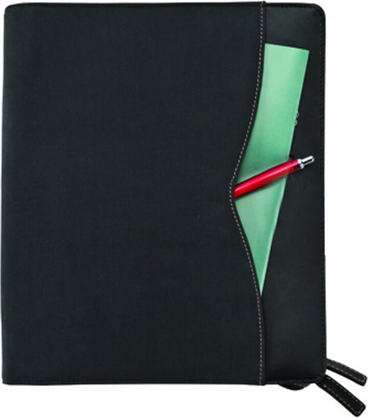 Travelwell Black Bellino Leather Zip-Around Padfolio