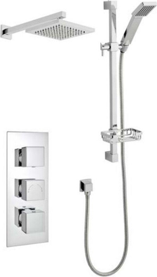 Clifton Chrome Triple Shower with Hung Slide Rail Kit and Overhead ...