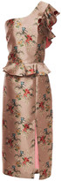 Thumbnail for your product : Johanna Ortiz La Divinidad One-shoulder Floral-print Satin Peplum Dress