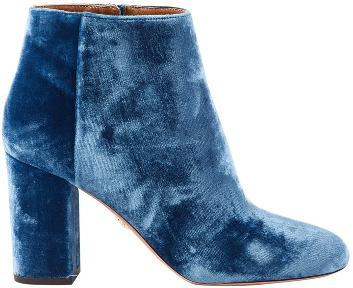 aquazzura blue velvet boots