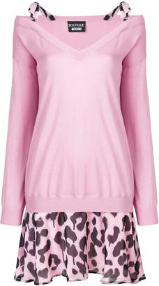 Moschino Boutique layered sweater and leopard print dress