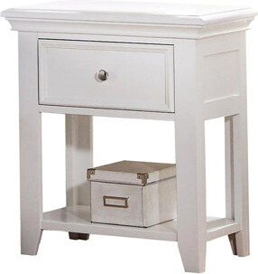 One Allium Way White Nightstand For Bedroom With 1 Drawer And Open Bottom Feature Below Modern Wooden Shelf Pleasure