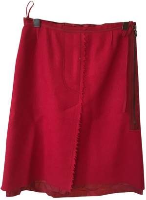 Prada Red Wool Skirts