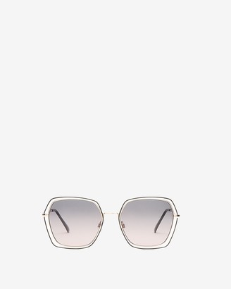 Express Clear Frame Hexagon Sunglasses